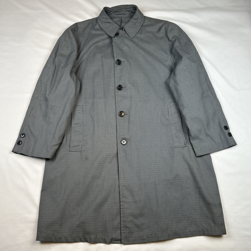 VTG 60's London Fog Maincoat Sz 44R Houndstooth Men's Overcoat Hampden Row Check